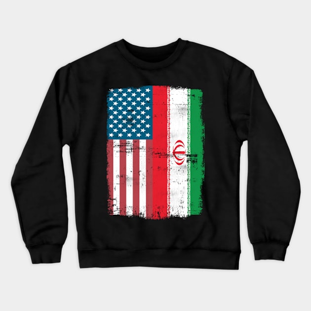 Iranian American Flag - USA Iran Crewneck Sweatshirt by levitskydelicia